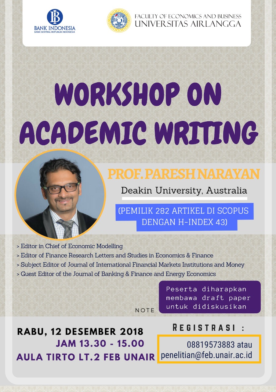 Workshop On Academic Writing By Prof Paresh Narayan From Deakin University Australia On Dec 12 2018